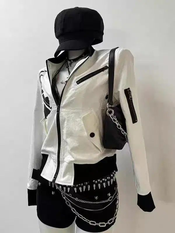 ななっくろ バイカラー バイカースタイル ジャケット アウター