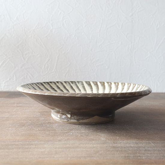 坂本明山　小鹿田焼　刷毛目大皿　径：40ｃｍ 坂本明山 小鹿田焼 刷毛目大皿 径：40cm