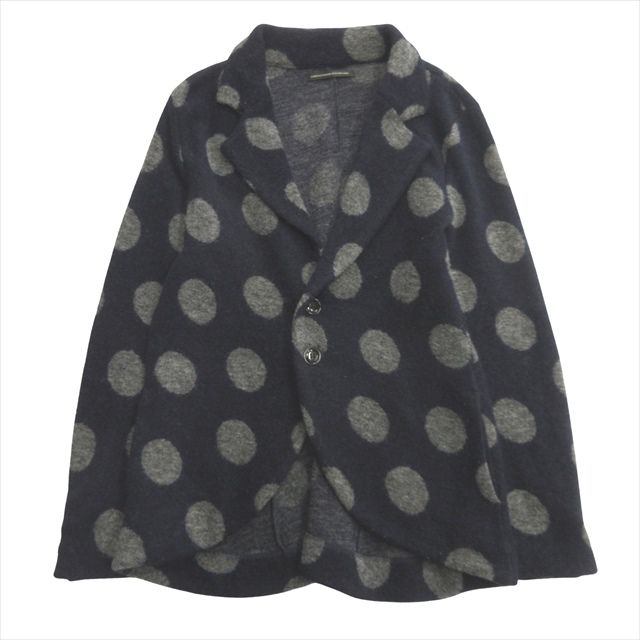 ワイズ Y s ヨウジヤマモト YOHJI ウール 縮絨 テーラード ジャケット ブレザー ドット ニット アーカイブ 2 ネイビー グレー レディース◆１