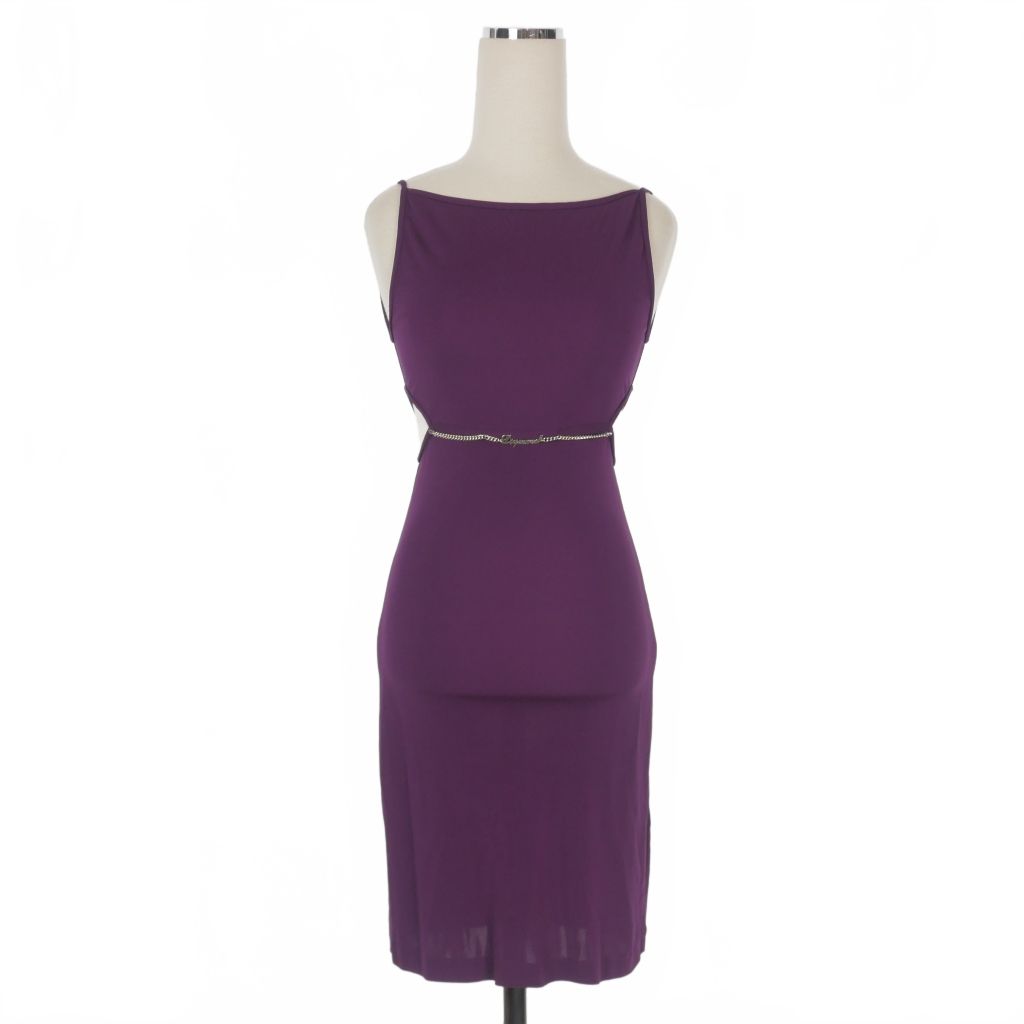 【中古】ディースクエアード DSQUARED2 23AW ビスコースジャージー ノースリーブワンピース ドレス 長袖 XS パープル ディースクエアード DSQUARED2 23AW ビスコースジャージー