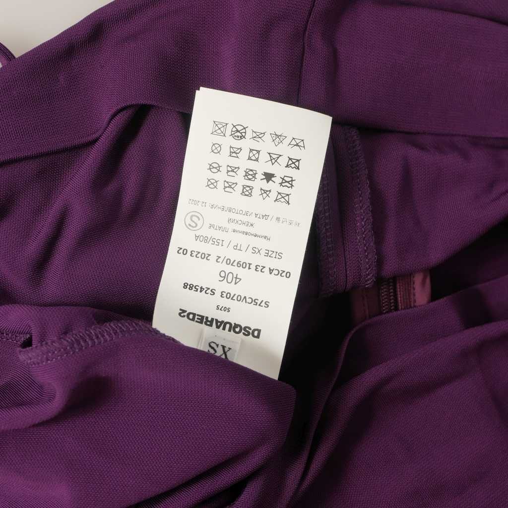 【中古】ディースクエアード DSQUARED2 23AW ビスコースジャージー ノースリーブワンピース ドレス 長袖 XS パープル ディースクエアード DSQUARED2 23AW ビスコースジャージー