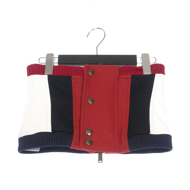 【中古】未使用品 DSQUARED2 23AW Varsity Corset サイドレザー ウール コルセット ベアトップ  38 レッド/ネイビー/ホワイト ディースクエアード DSQUARED2 23AW Varsity Corset サイドレザー