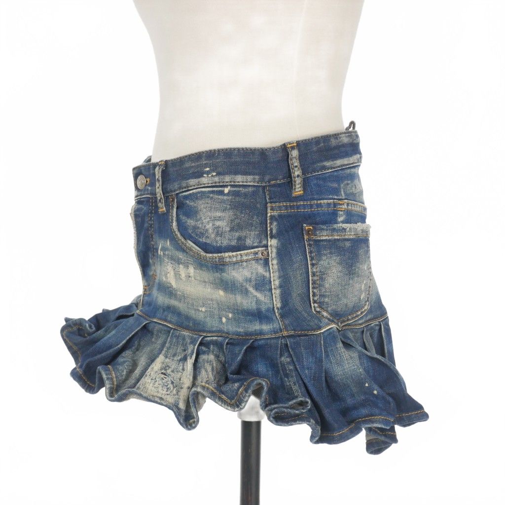 ディースクエアード DSQUARED2 23AW Side Open Denim Skirt フリル