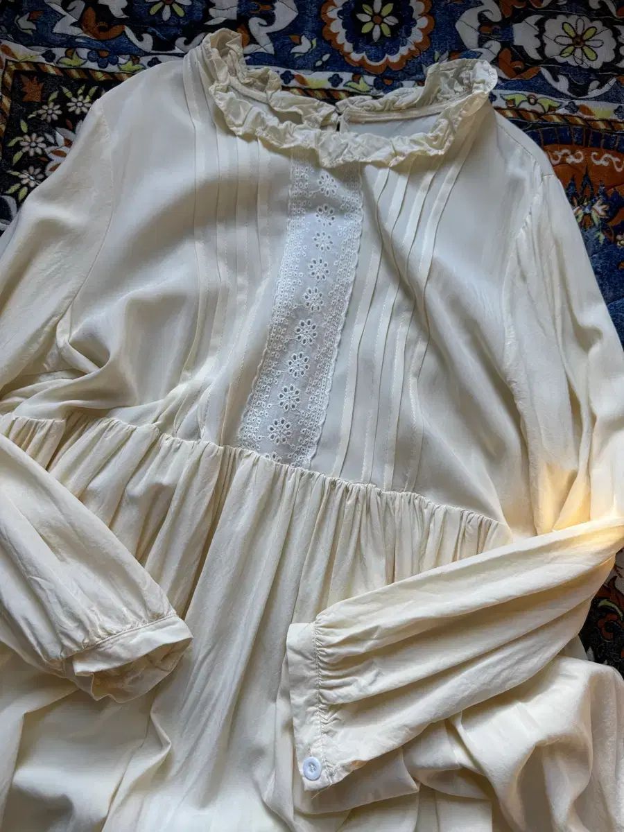 ヴィンテージ クリーム エクリュ レース ピンタック デザインテープ ONE PIECE