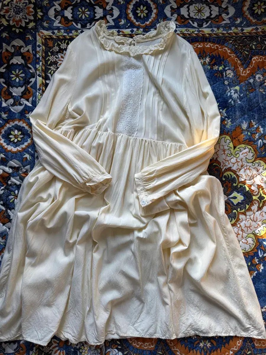 ヴィンテージ クリーム エクリュ レース ピンタック デザインテープ ONE PIECE