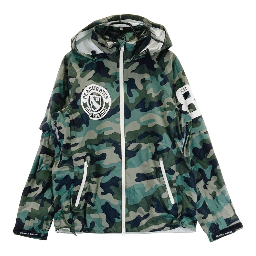 サイズ 5 PEARLY GATES パーリーゲイツ 多機能 長袖ジップジャケット 迷彩 カモフラ柄 カーキ系 ゴルフウェア メンズ ストスト