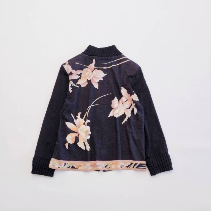 LEONARD パリ ウール ジャケット 花柄トリム 上品 イタリア製 LEONARD パリ ウール ジャケット 花柄トリム 上品 イタリア製