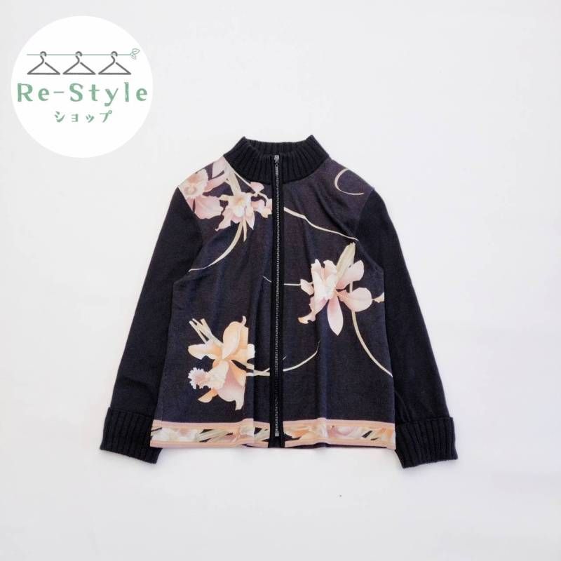 【LEONARD】レオナール ウールシルク混 花きのこ柄 トリム カットソー LEONARD】レオナール ウールシルク混 花きのこ柄 トリム カットソー