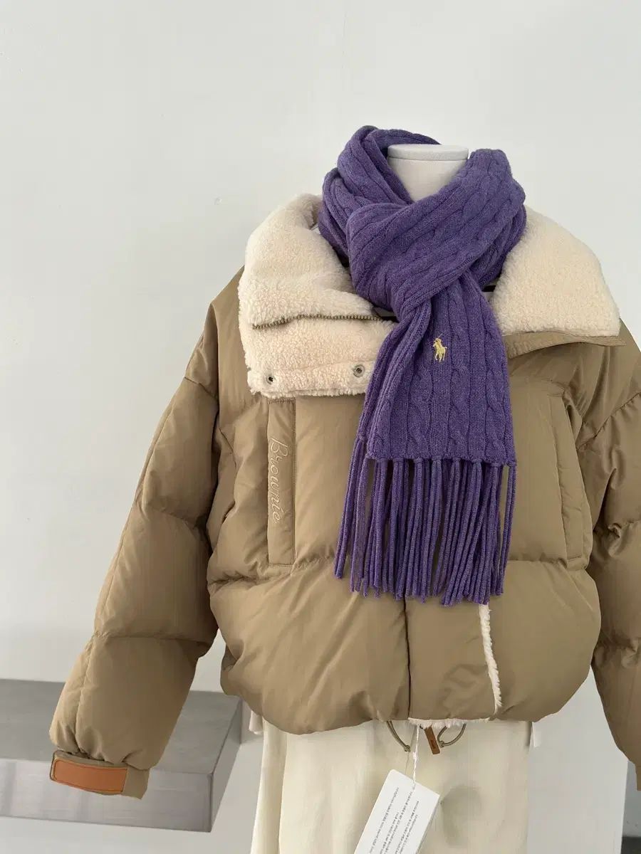 ポロ ラルフローレン パープル ケーブル ニット マフラー