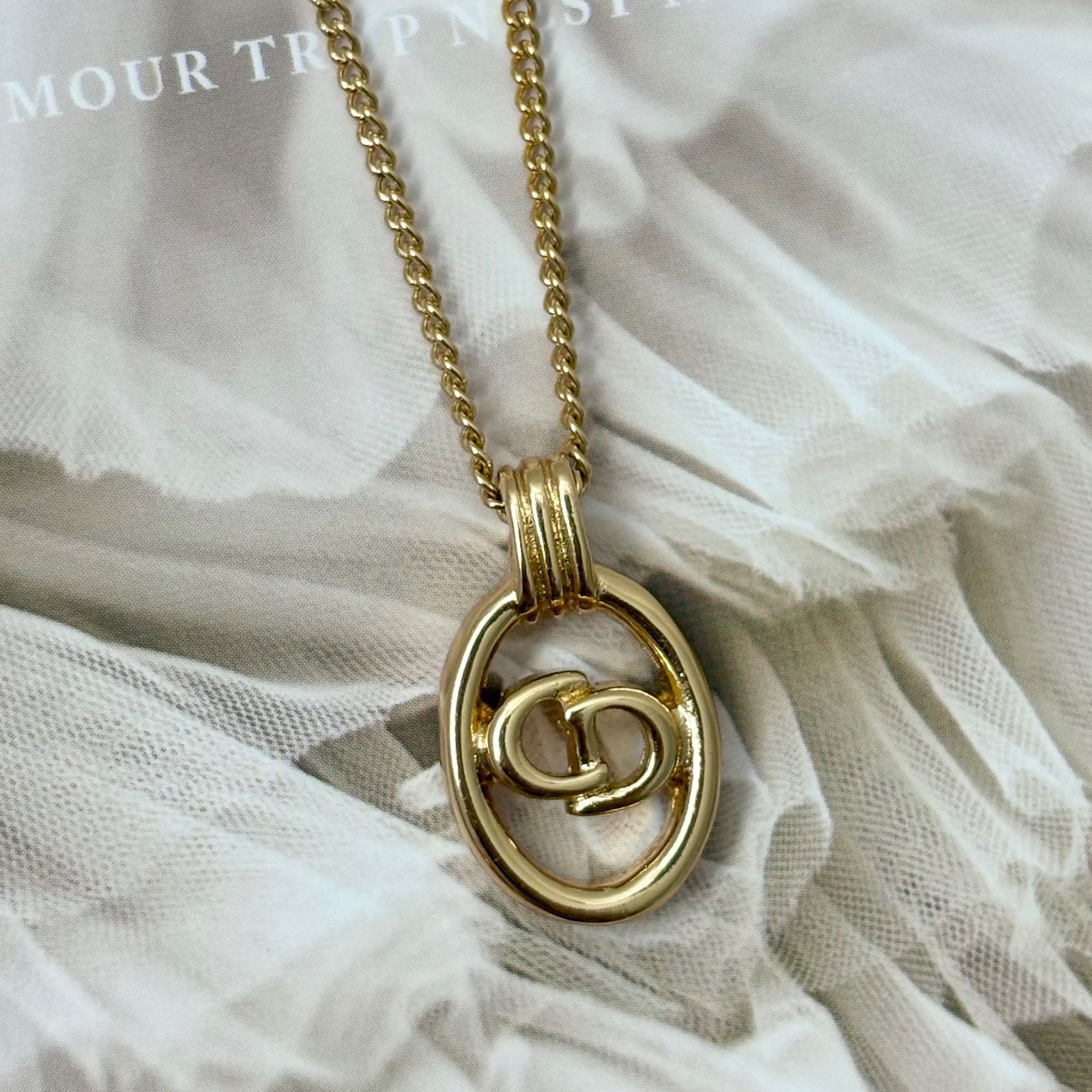 【DIOR】ネックレス　ゴールド 極美品】クリスチャンディオール ネックレス ディオール ロゴオーバル