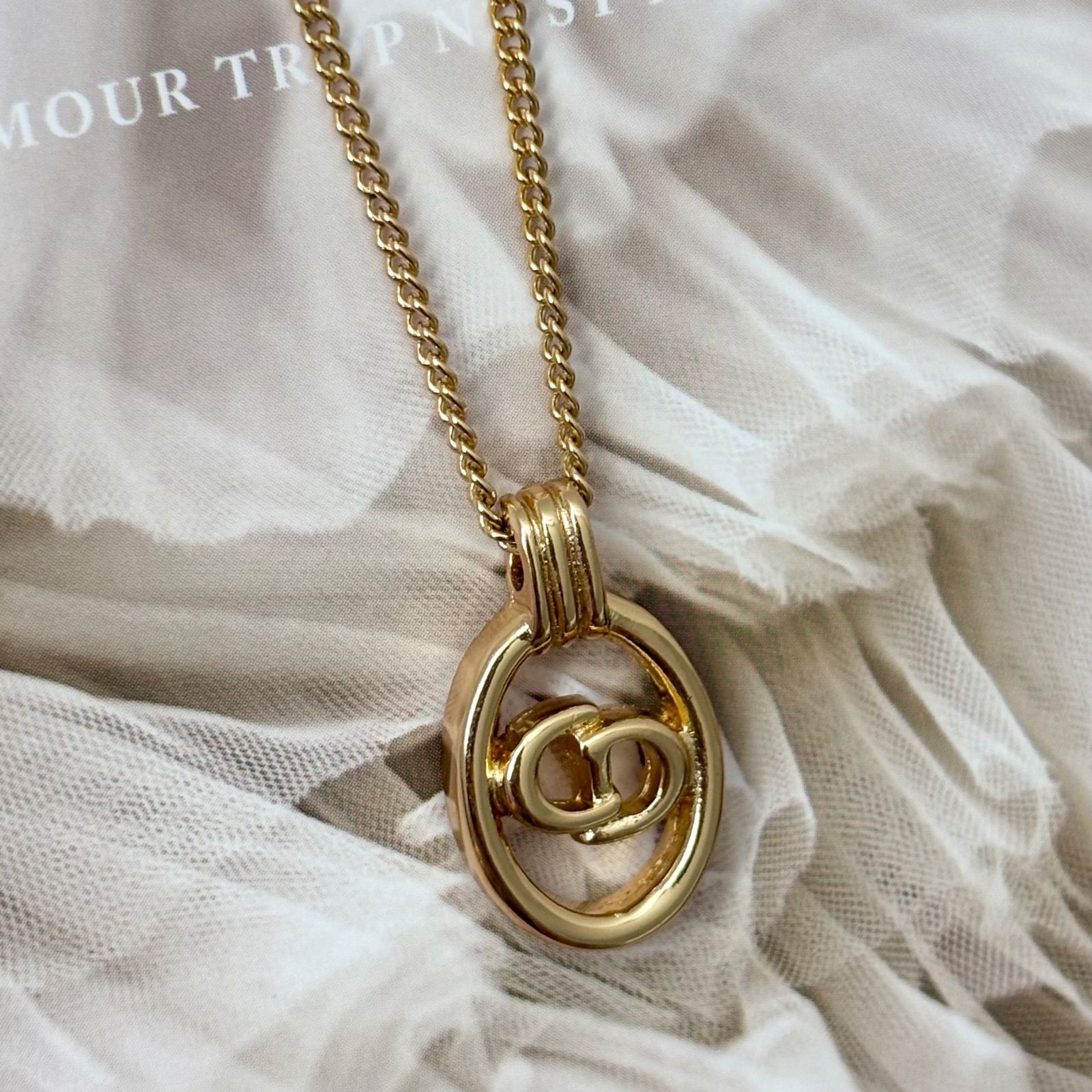 極美品】クリスチャンディオール ネックレス ディオール ロゴオーバル