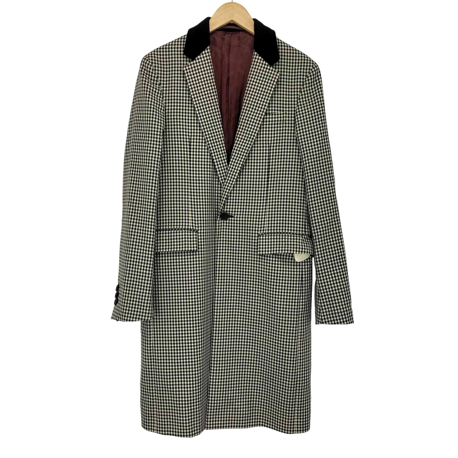 プラダ PRADA ベロア襟 チェック チェスターコート メンズ 44 R