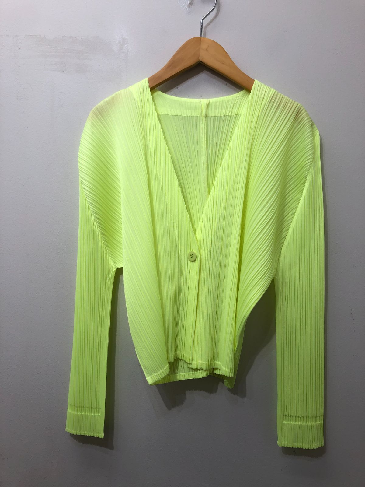 763 PLEATS PLEASE プリーツプリーズ イッセイミヤケ カーディガン ジャケット 3 ネオンイエロー