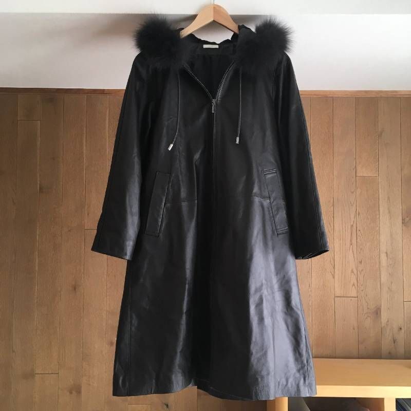 革ロングコート 11号 ファー付き 楽天市場】本革ジャケット レディース ロングコート ロングジャケット