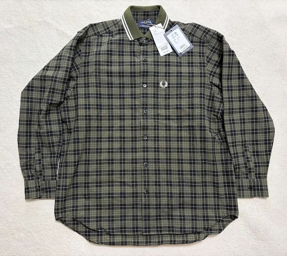 M フレッドペリー x ビームス ブラッシュド オックスフォード タータンチェック シャツ グリーン