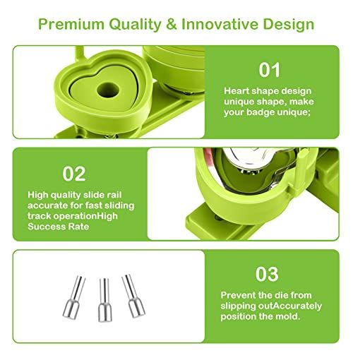 ハート形 缶バッチマシーン 58 mm金型 缶バッジ 缶バッジメーカー ベース ピンク色 アイドルグッズ 手芸 手づくり 入学祝いプレゼント グリーン 金型 彡