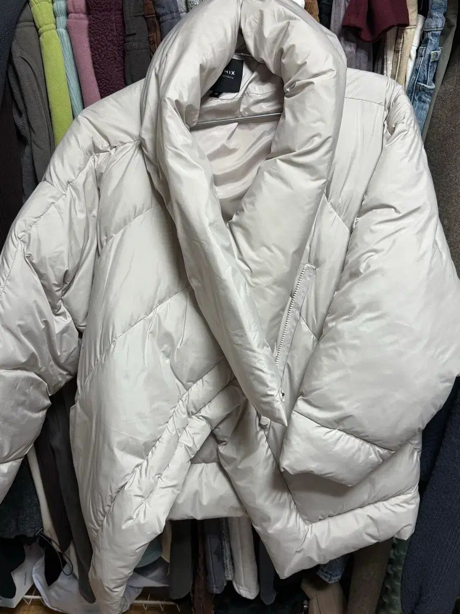 ゼクシィミックス ハイネック ラップダウン ジャケット グレー S