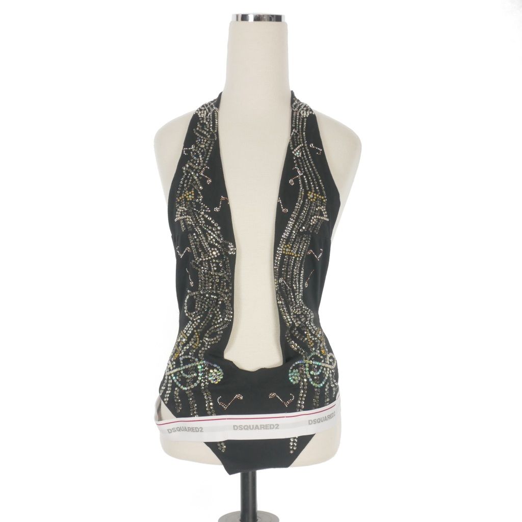 【中古】未使用品 ディースクエアード DSQUARED2 23AW クリスタル装飾 ボディスーツ ノースリーブトップス XS ディースクエアード DSQUARED2 23AW クリスタル装飾 ボディスーツ