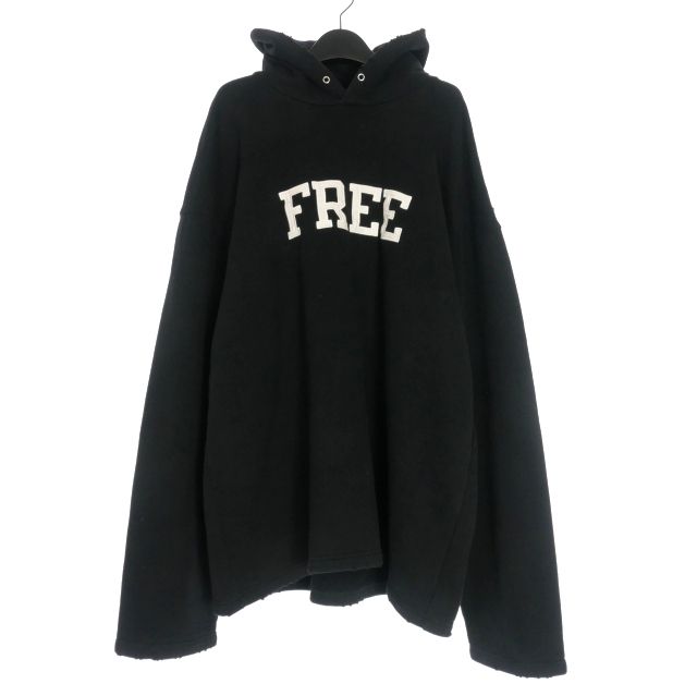 【中古】バレンシアガ BALENCIAGA 21AW FREE ダメージ加工 オーバーサイズフーディ パーカー XXS ブラック 黒 661711 バレンシアガ BALENCIAGA 21AW FREE ダメージ加工 オーバーサイズ