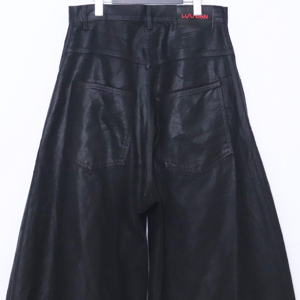  LU U DAN コーティングバギーデニムパンツ サイズ32 ブラック CA 66542 ブーツカットデニム フレアデニム デニム ジーンズ