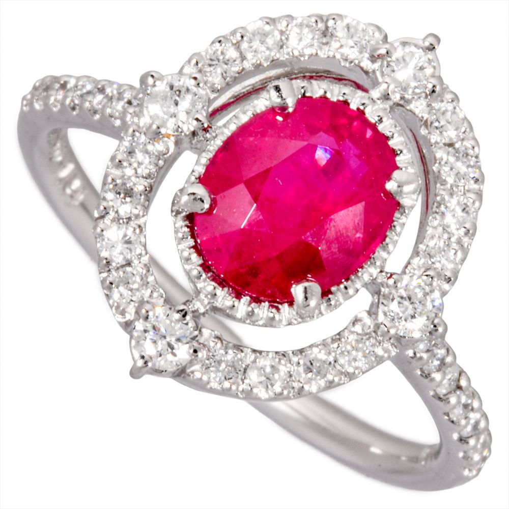 リング 指輪 ルビー 1.34 ct 約12.5号 Pt 900 5.1 g レッド ダイヤモンド 0.34 プラチナ レディース