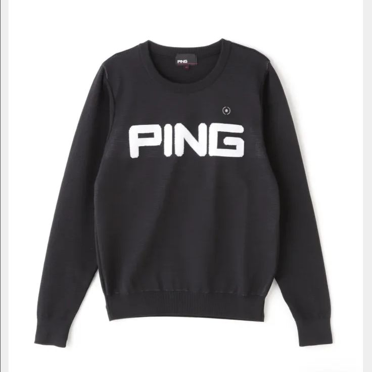 新品タグ付 PING ロゴパイルジャガード クルーネックニット プル