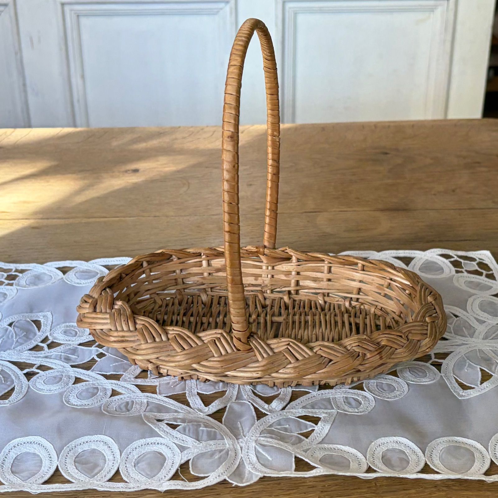 フランスアンティーク2点セットパニエ、果物付きの布花 アンティークパニエ | フランスのかご- フランスアンティーク antiques