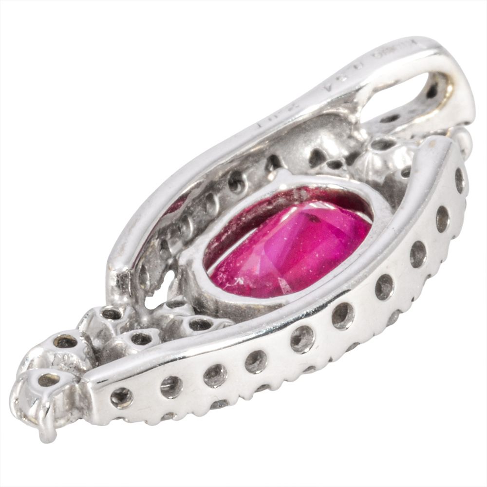 ペンダントトップ ルビー 2.01ct K18WG 3.3g レッド ダイヤモンド 0.54