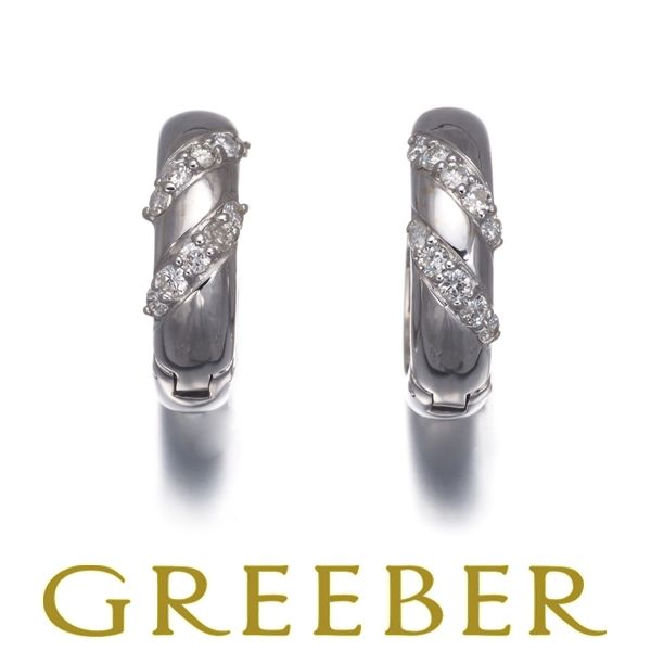 ダイヤ ダイヤモンド 0.15 ct フープ ピアス K 18 WG 181959