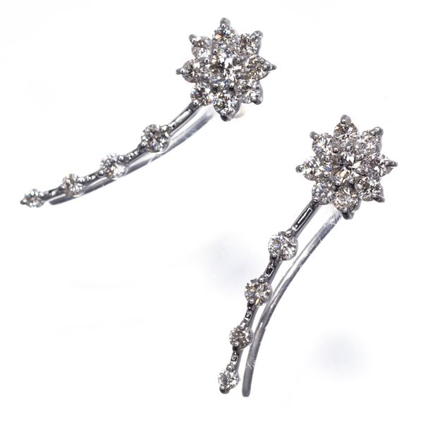 ダイヤ ダイヤモンド 0.35 ct|0.35 ct フラワー フック ピアス K 18 WG 183732