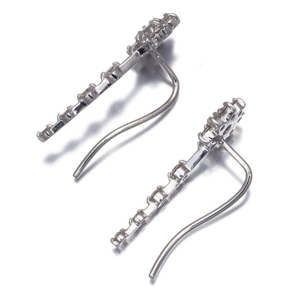  ダイヤ ダイヤモンド 0.35 ct|0.35 ct フラワー フック ピアス K 18 WG 183732 ピアス(両耳用) アクセサリー