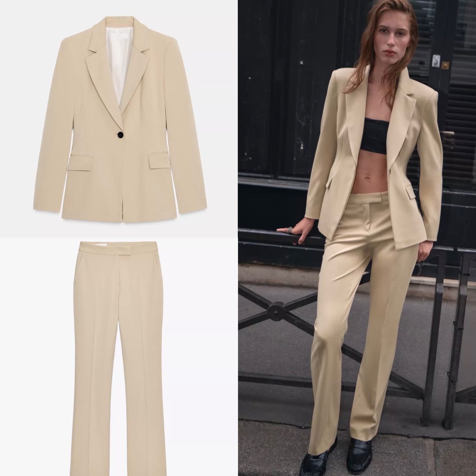 ZARA ザラ レディース パンツスーツ セットアップ ベージュ色系 新品未使用ZARA(ザラ)ライトベージュジャケットパンツ上下スーツ