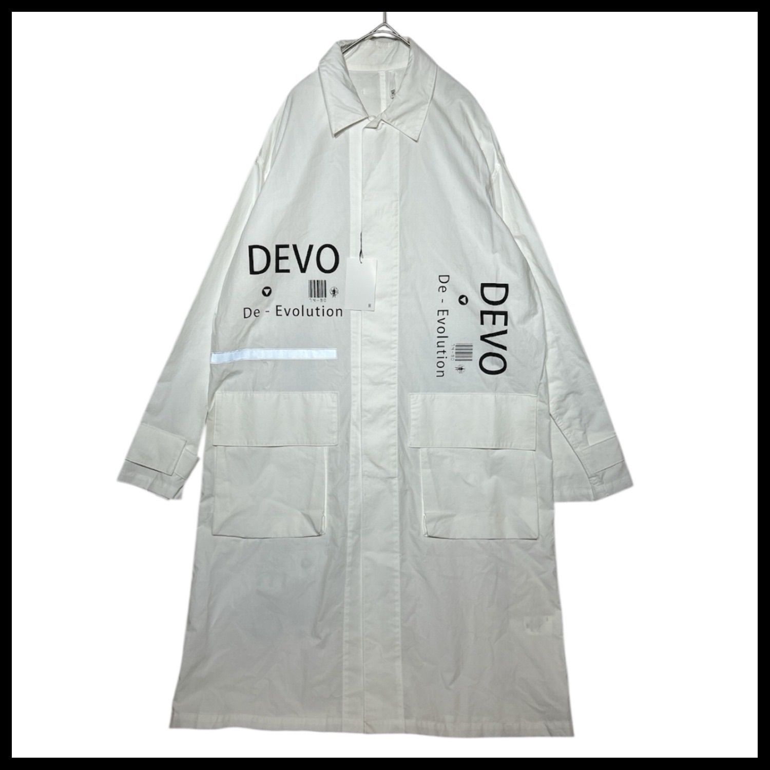 タグ付き ヒューミス HUMIS ケミカルフライフロントオーバーコート ホワイト 白 比翼 ロングコート 薄手