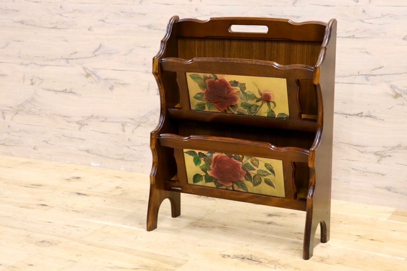 オールドカリモク マガジンラック karimoku アンティーク 希少品 オールドカリモク マガジンラック ビンテージ 古道具 カタカナ