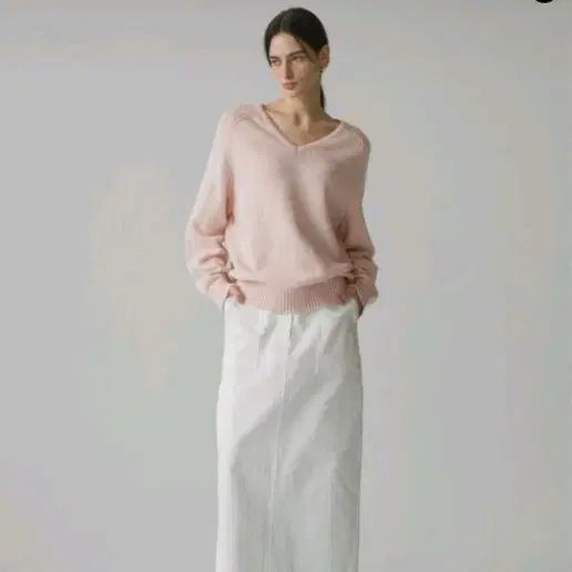 シヤージュ ウールブレンド ルーズ Vネック ニット_Light pink