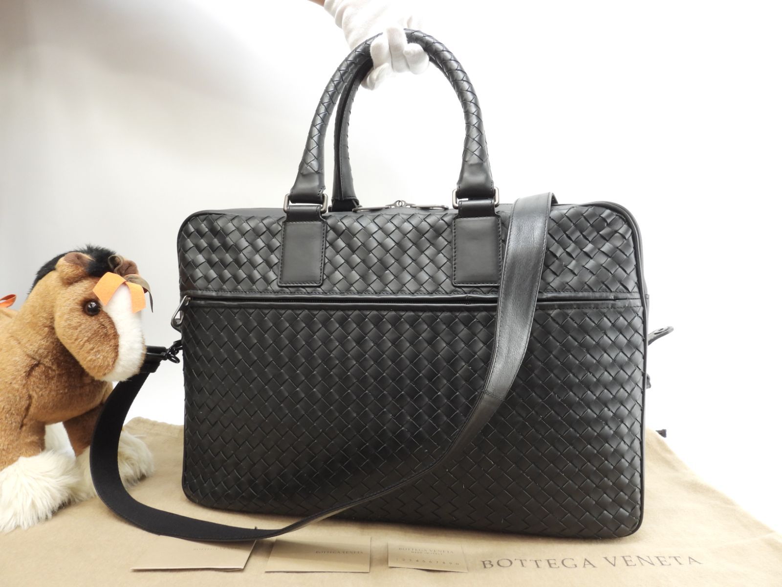 ボッテガヴェネタ s付ブリーフケース大 イントレチャート レザー黒