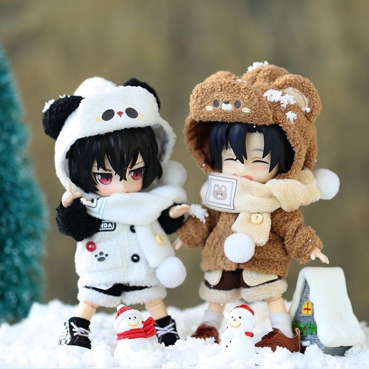 オビツ11 ドール服 ob11 アニマルパーカージャケット+マフラー+パンツ3