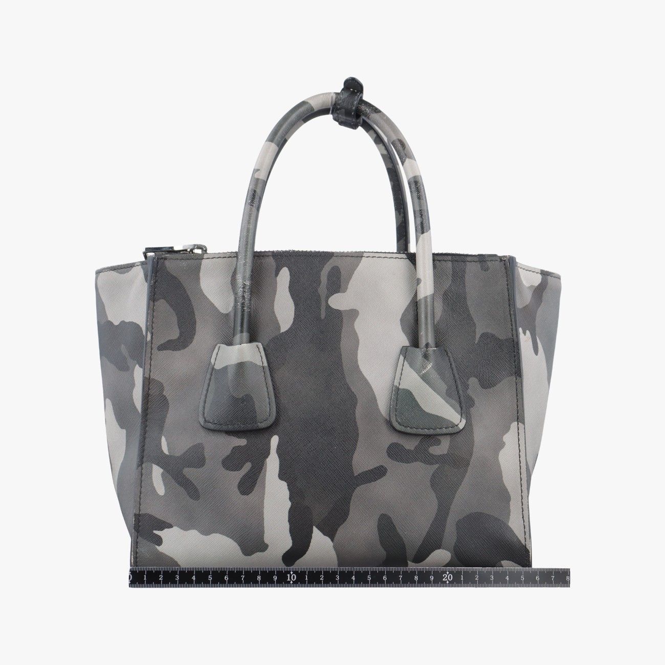 PRADA プラダ 三角ロゴプレート カナパ Mトートバッグ グレー PRADA（プラダ） 三角ロゴプレート ハンドバッグ ショルダーバッグ