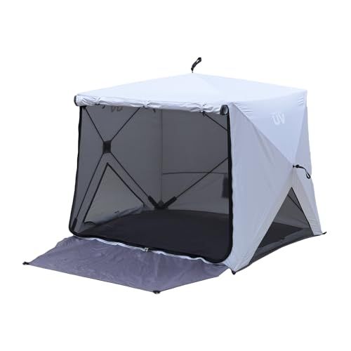 キャンパーズコレクション 山善 ポップアップテント 傘みたいに広げて畳める パッとサッとサンシェード キューブ フルクローズ メッシュ 簡単設置 ワンタッチテント PATC-150 po