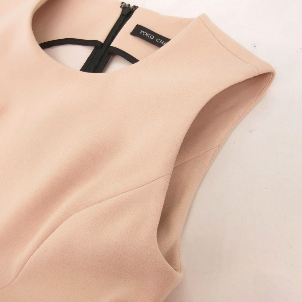 YOKO CHAN ノースリーブ ひざ丈ワンピース 36 ベージュ ヨーコチャン YOKO CHAN ノースリーブ ワンピース ひざ丈 フェイク