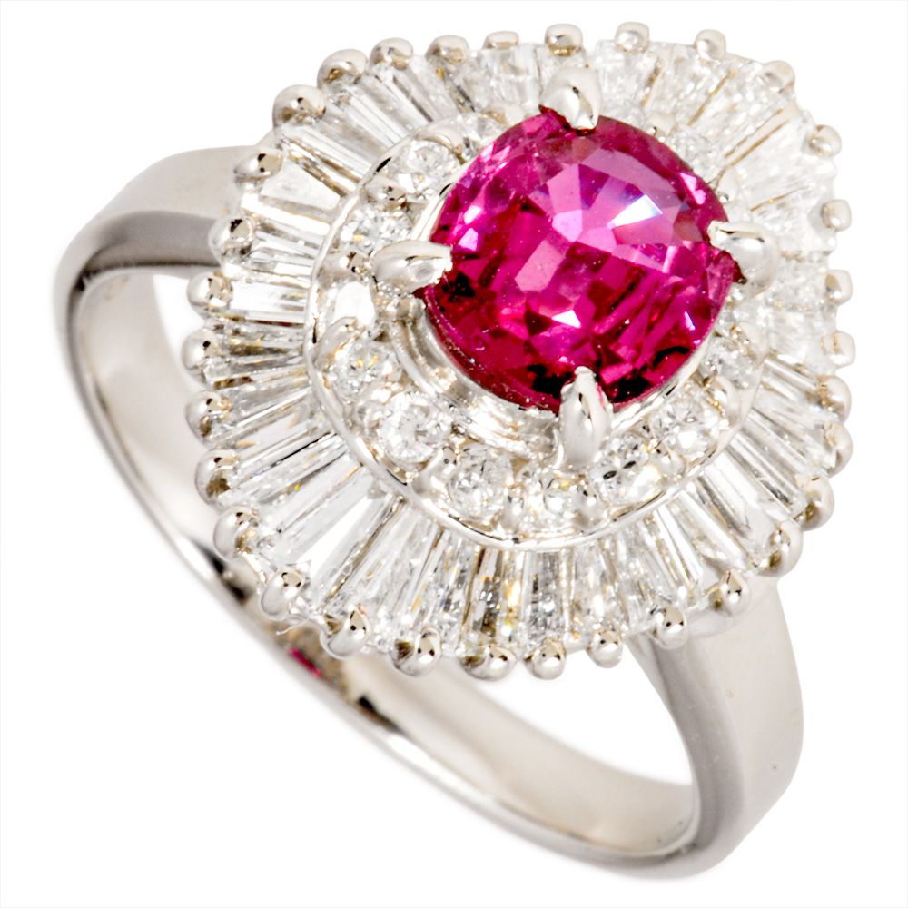 リング 指輪 ルビー 1.04 ct 約13号 Pt 900 7.4 g レッド ダイヤモンド 0.92 プラチナ レディース