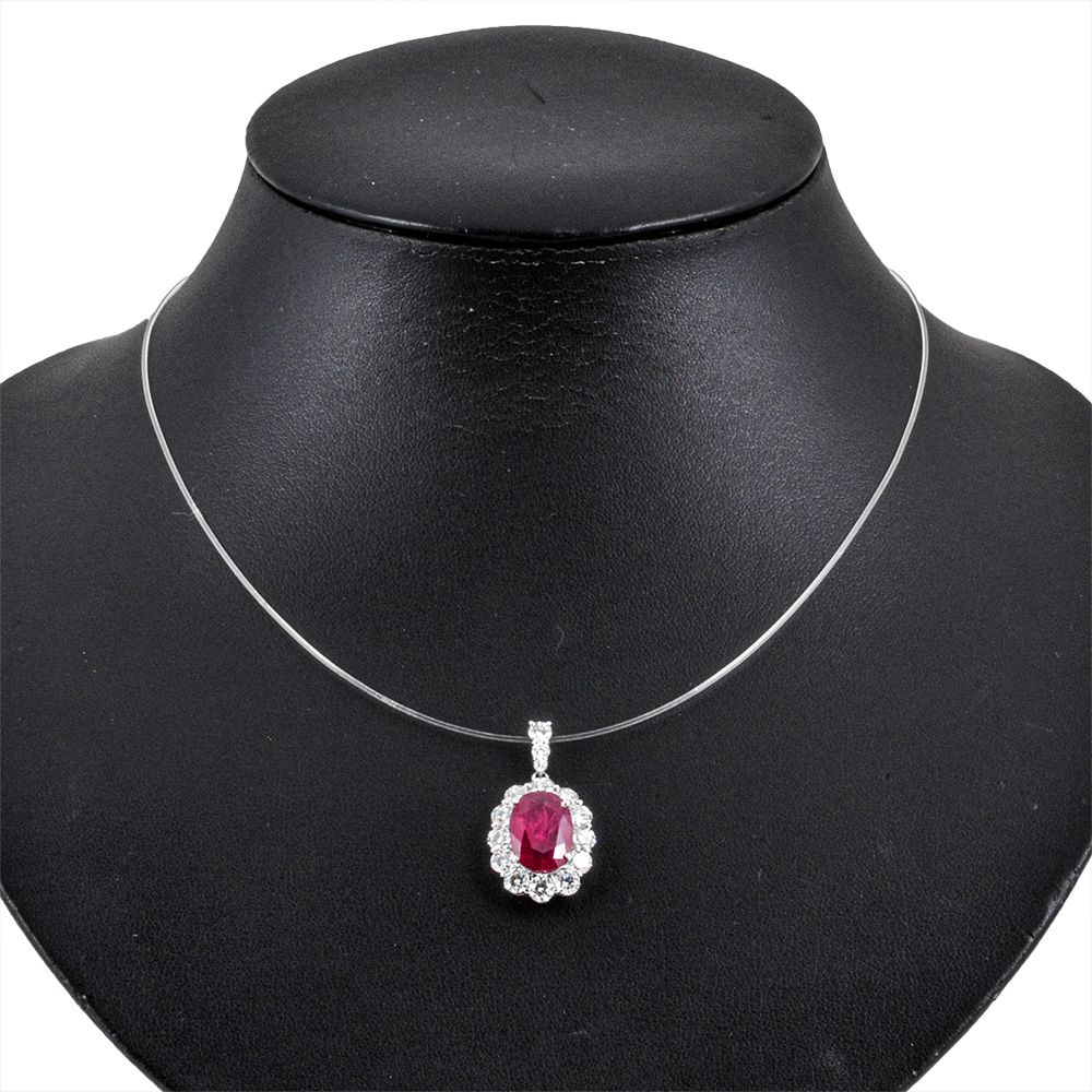 Pt900 プラチナ　ルビー　ペントップ　ダイヤモンド ペンダントトップ ルビー 4.078ct Pt900 6.6g レッド ダイヤモンド