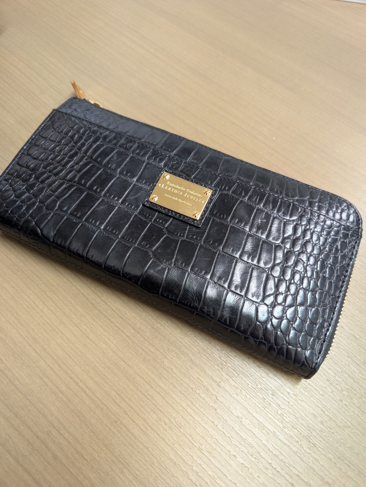 LEATHER JEWELS レザージュエルズ クロコ型押し長財布 クロコダイルL字