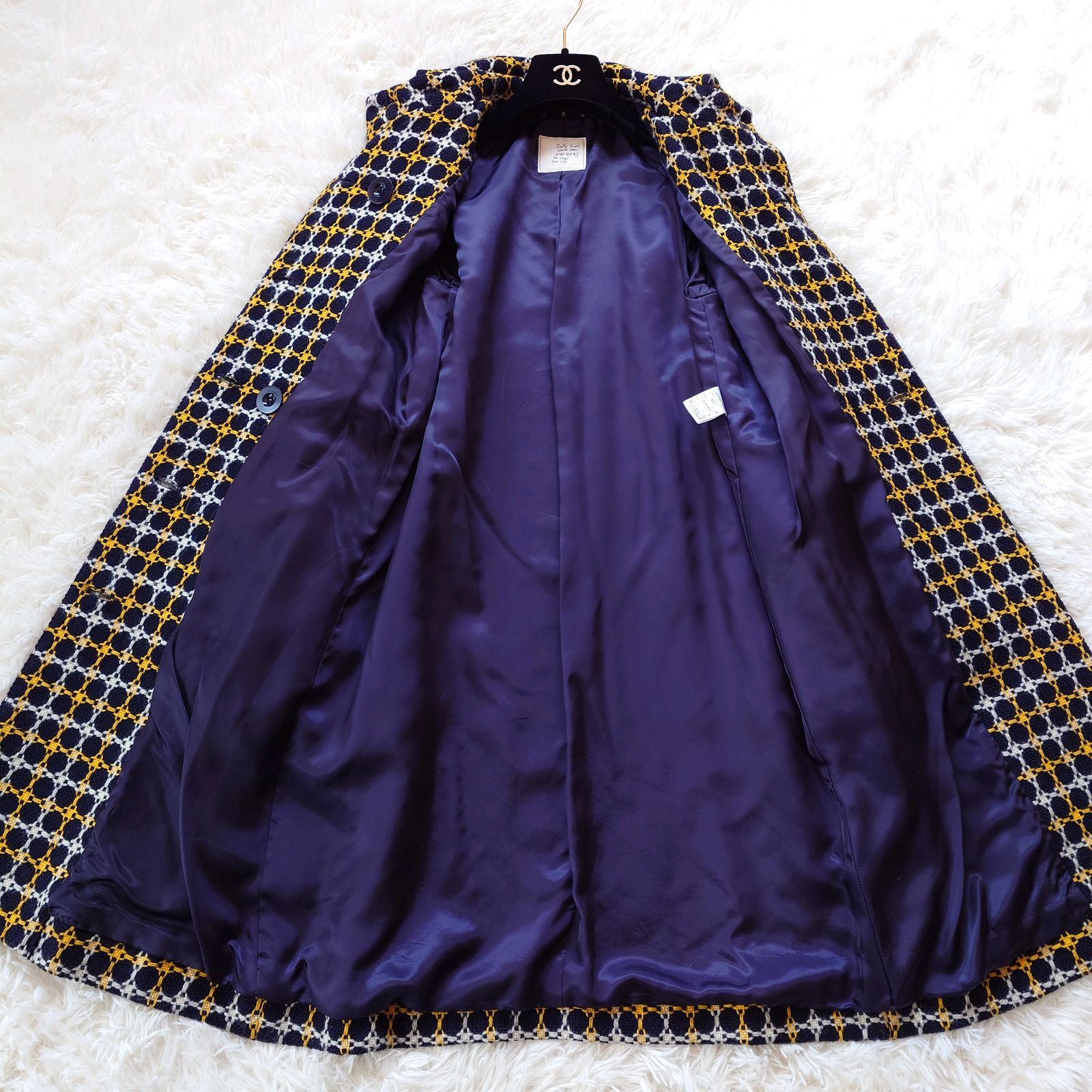 サリースコット Sally Scott ツイード ロングコート マルチカラー