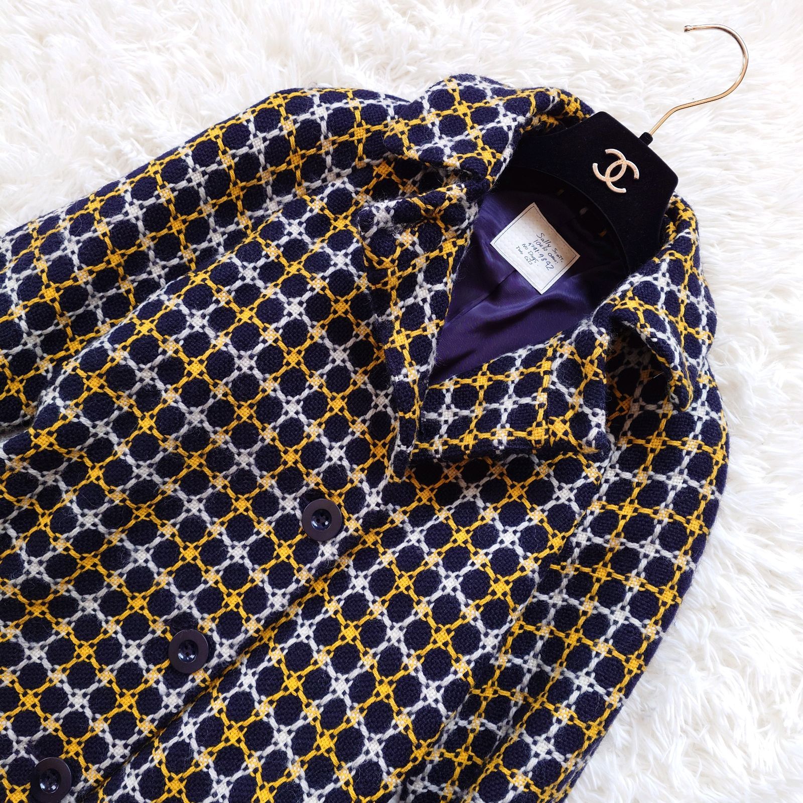 サリースコット Sally Scott ツイード ロングコート マルチカラー