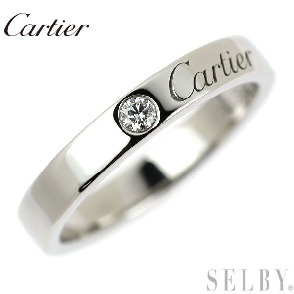 カルティエ Pt 950 ダイヤモンド リング Cドゥ エングレーブド 48号