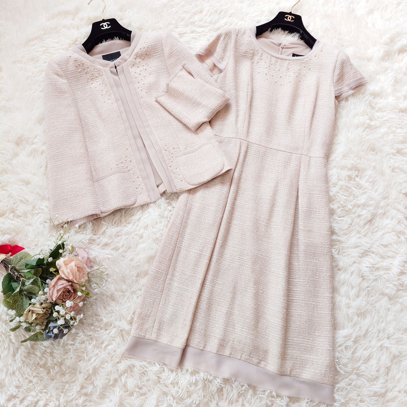 【美品】セレモニー　ツイード　スーツ　LANVAN ランバン コレクション LANVIN COLLECTION ツイード セレモニースーツ