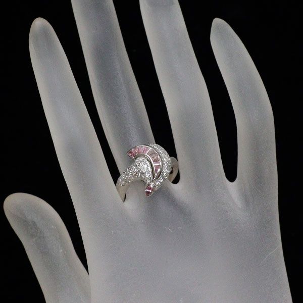 希少 Pt900 天然ピンク/カラーレス ダイヤモンド リング PD0.40ct D0