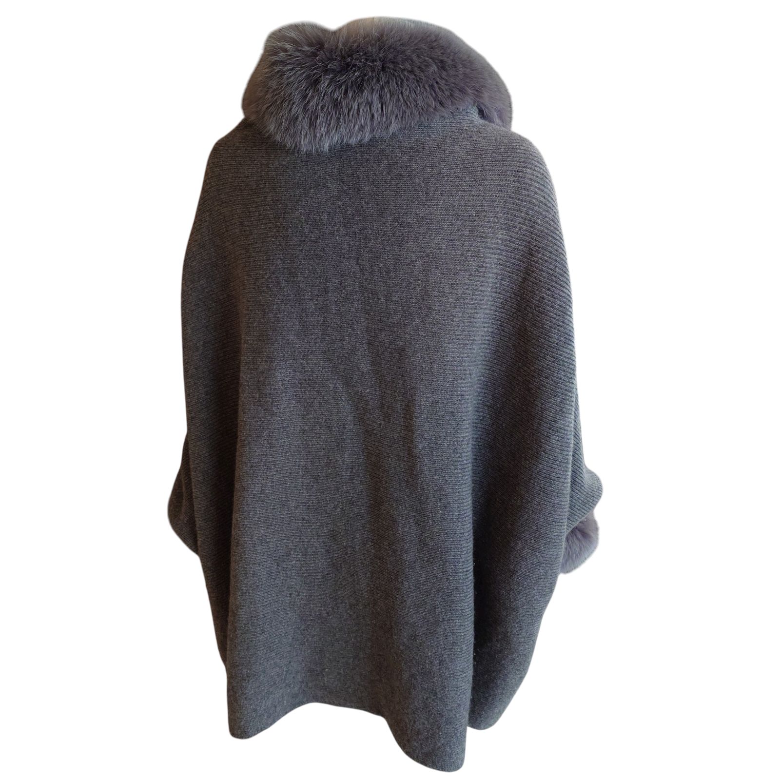 レリアン leilian カシミヤ100% フォクスファー ニット ポンチョ