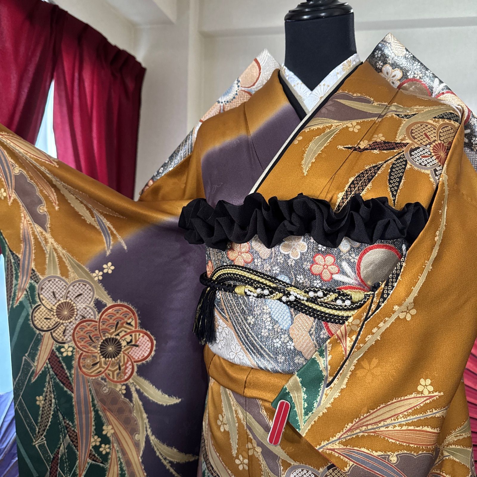 〖ミ様〗【振袖フルセット】+着付小物セット 束ね熨斗 豪華古典柄 7点セット ミ様〗【振袖フルセット】+着付小物セット 束ね熨斗 豪華古典柄 7点